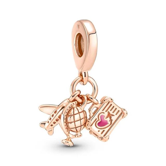 Copper Travel Luggage Charms Fit Original Bracelet Women Diy Jewelry Trinket Date Accessories Gifts