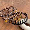 Acetate U-Shaped Comb Headband for Women - Fluffy, Non-Slip Hair Clip for Washing Face