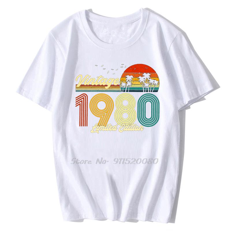 Vintage 1980 Limited Edition Tshirt Men Novelty T Shirt Cotton Old Birthday Gift Tshirt Urban Tee Top Streetwear Harajuku