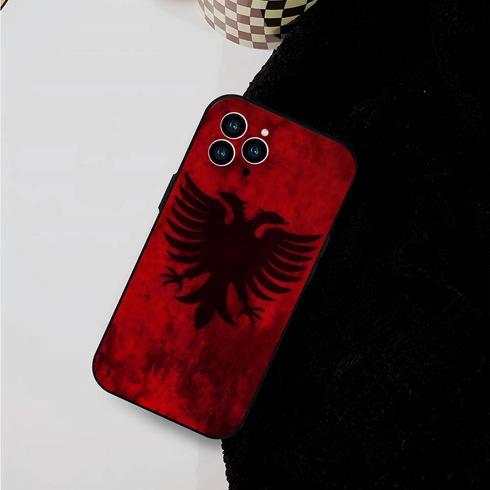 A-Albania Flag For IPhone 15 16 14 Plus 13 12 11 17 Pro Max 17 Air Black Soft Phone Cover