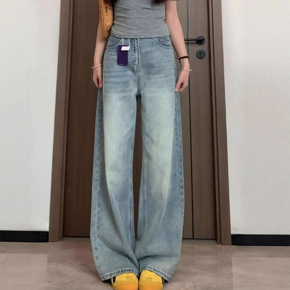 

Удобные джинсы широкого кроя большого размера женские осенние свободные для невысоких с высокой посадкой драпирующиеся прямые джинсы женские длинные джинсовые брюки 4XL