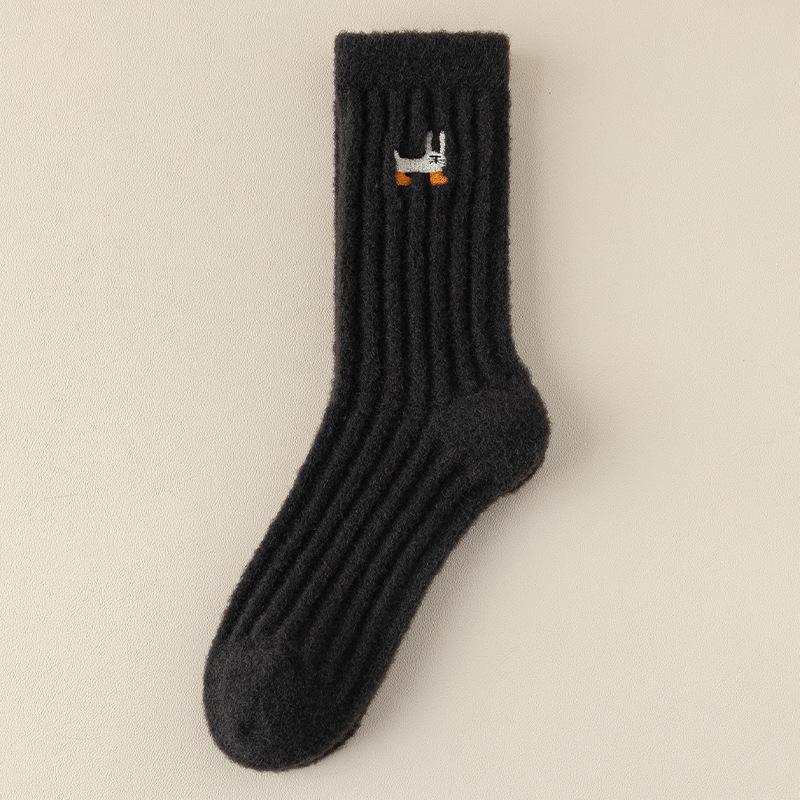 Chaussettes mi-mollet d'automne/hiver pour femmes, rembourrées, double face en peluche thermique, chaussettes de sol, chaussettes de sommeil