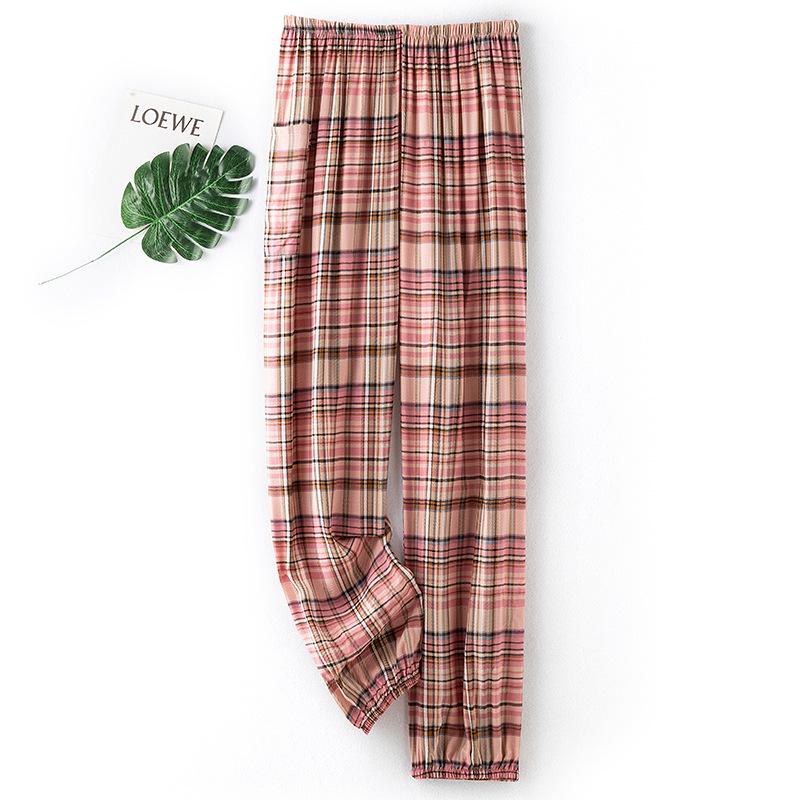 Dámské letní bavlněno-hedvábné pyžamové kalhoty: Lehký, Odolný proti komárům, Volný střih, Elastický kotník, Na pláž nebo na doma.