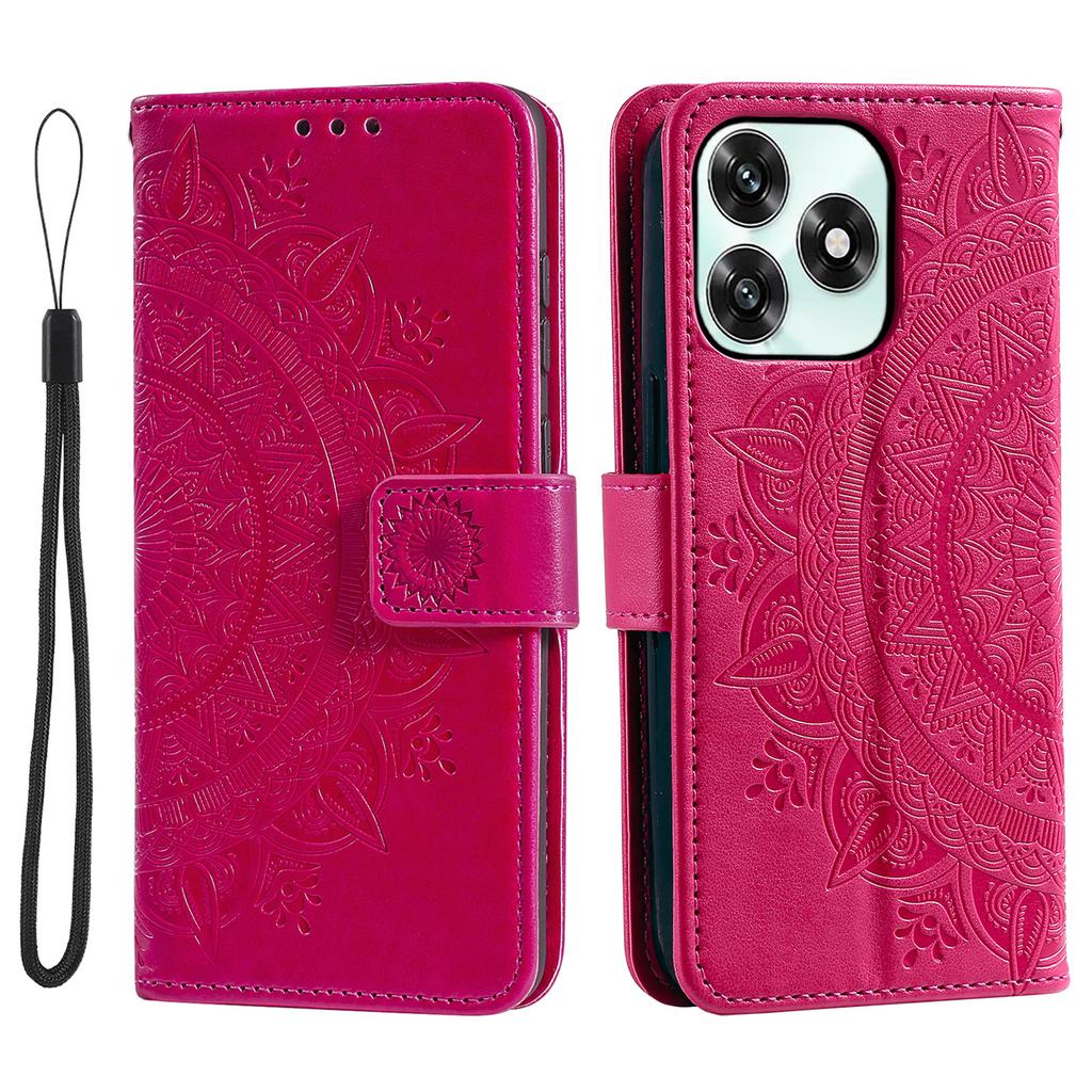 Stand Case For Honor Play10A 4G / X5c Plus 4G / X5c 4G Imprinted Totem PU Leather Wallet Phone Cover with Wrist Strap
