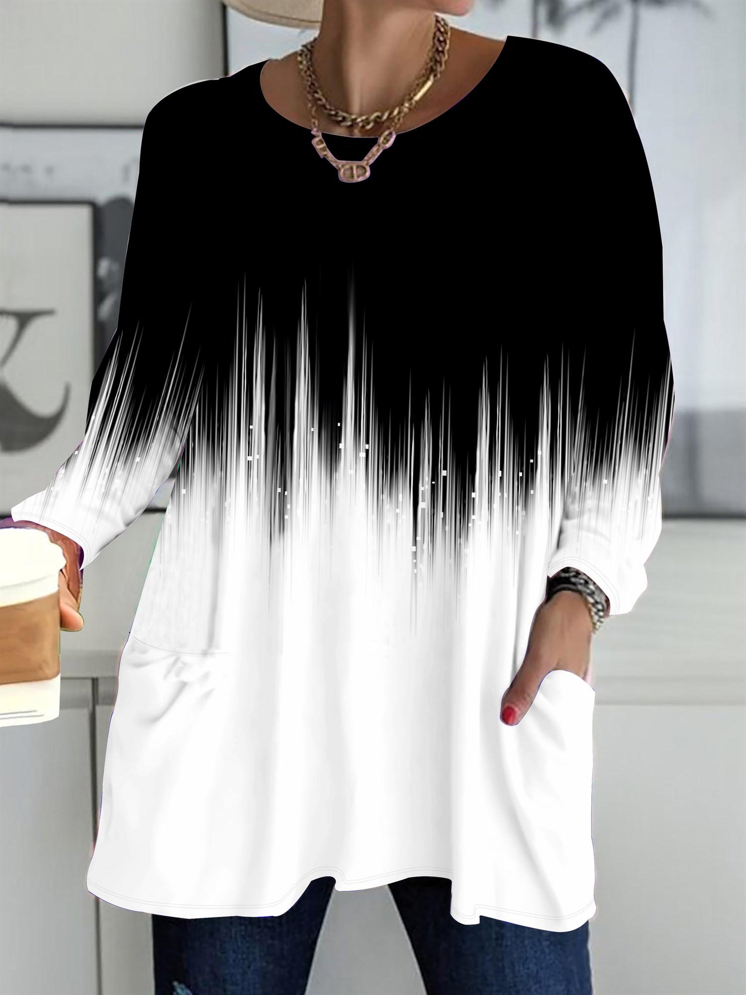 

Осень-Зима 2025 Новые Женские Топы Большого Размера, Модные Футболки с Минималистичным 3D Принтом, Круглым Вырезом и Длинным Рукавом 1XL чёрный