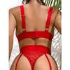 New sex underwear sexy mesh perspective three-point set garter belt