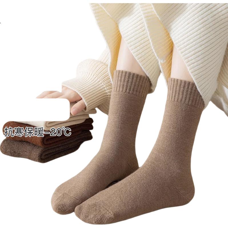 LANGSHA Women's Socks, New Autumn And Winter Collection, Fleece-Lined Thick Mid-Calf Socks, Warm Terry Postpartum Socks, Ladies' Long Tube Socks
