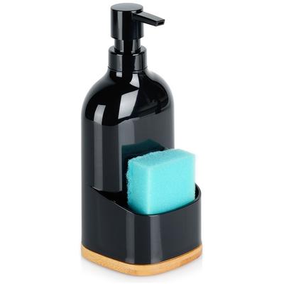 Kitchen Dishwashing Liquid Dispenser Sponge Container Scourer Black for Sink