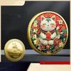 Lucky Cat Collectible Coin Metal Commemorative Medal Vintage Style Souvenir for Home Display Holiday Present