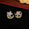 Eco-Friendly Sweet Zirconia Flower C-Shaped Silver Stud Earrings - High-End Luxury, Feminine Style for Women
