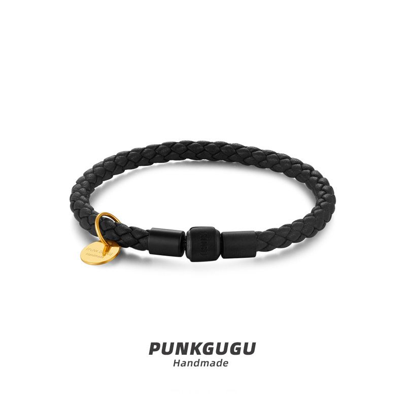 

Punkgugu 5 мм Золотая Плетеная Кожаная Веревка для Пары 21cm Black finished product [black buckle]]