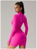 Damen Cross-Border Langarm Reißverschluss Bodysuit, Sexy Po-Hebender Fitness Jumpsuit, Sportbekleidung & Yoga Wear - DLT003