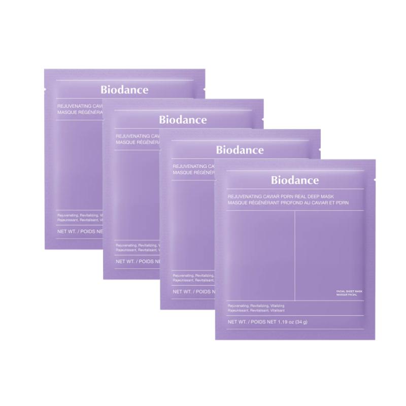 [Biodance] Vitalizing Caviar PDRN Real Deep Mask Set (34g × 4ea) - Advanced Skin-Surface Density & Hydrogel Moisture Lock