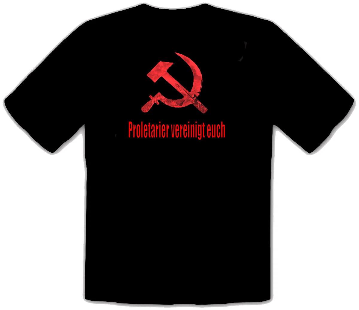PROLETARIANS UNITE USSR CCCP GDR Black T-Shirt -479 XXL