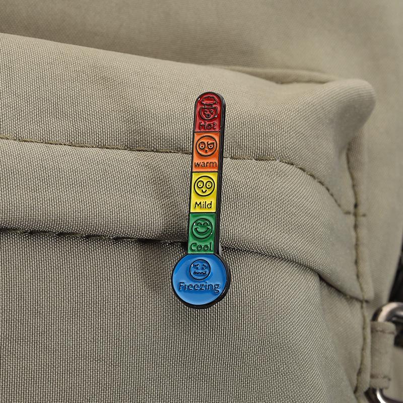 Colorful Mood Emoji Thermometer Brooch - Creative Gift Pin in Book Packaging