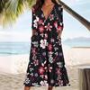 2024 Cross-Border Seasonal Long-Sleeve Printed Casual Dress