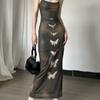 Japanese Gauze Elegant Butterfly Print Dresses Sexy Split Y2k Aesthetic Sweet Women's Dress Tie Dye Long Slim Grunge Fairy
