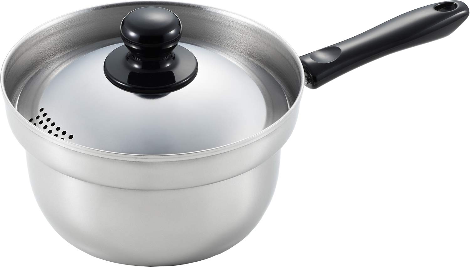 

Yoshikawa Overflow Resistant Saucepan, 16cm, 2.1L, with Lid and Draining Function, Kurumentei, Tsubame-Sanjo, Made in Japan, SJ3199