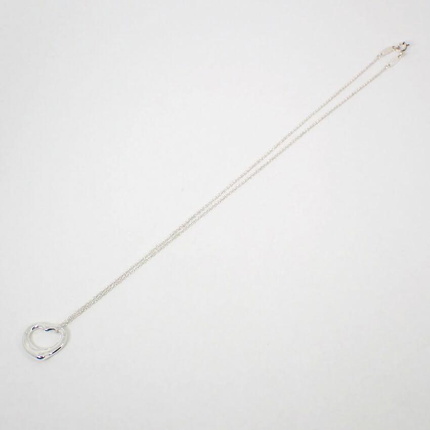 Pre-owned Tiffany & Co. Silver 925 Open Heart Pendant Necklace J56-5