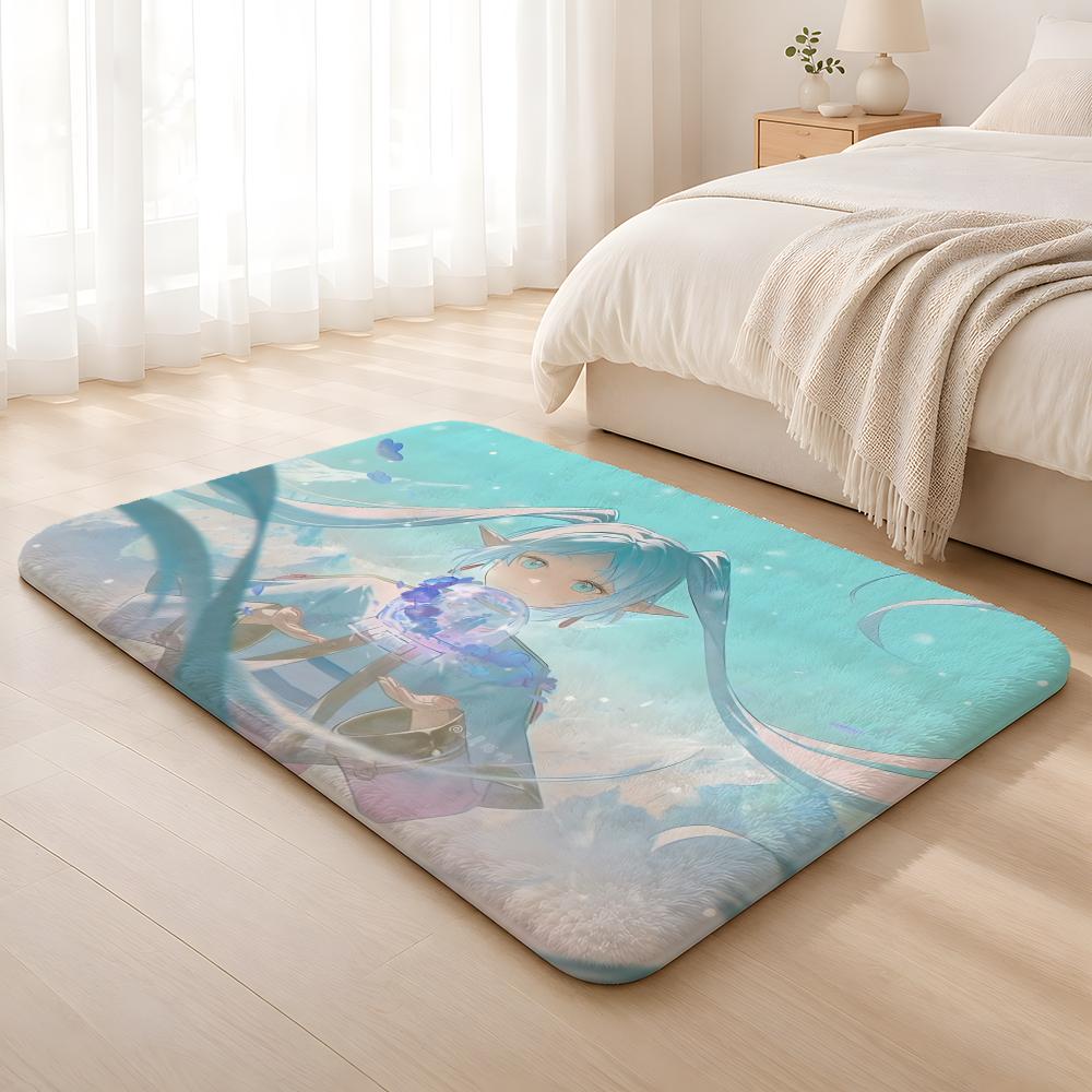 Anime F-Friend Cute Floor Mat Machine Washable Soft Flannel Area Rug, Non-Slip Absorbent Floor Mat for Living Room Bedroom