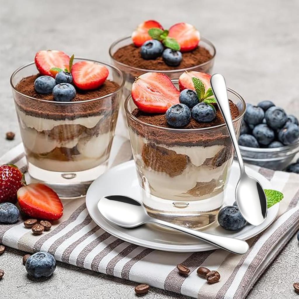 Espresso Spoons, Tea Spoons Set of 6, Mini Coffee Spoon, 4.7" Stainless Steel Small Spoon Set for Coffee, Tea, Dessert, Appetizer, Sugar, Dishwasher