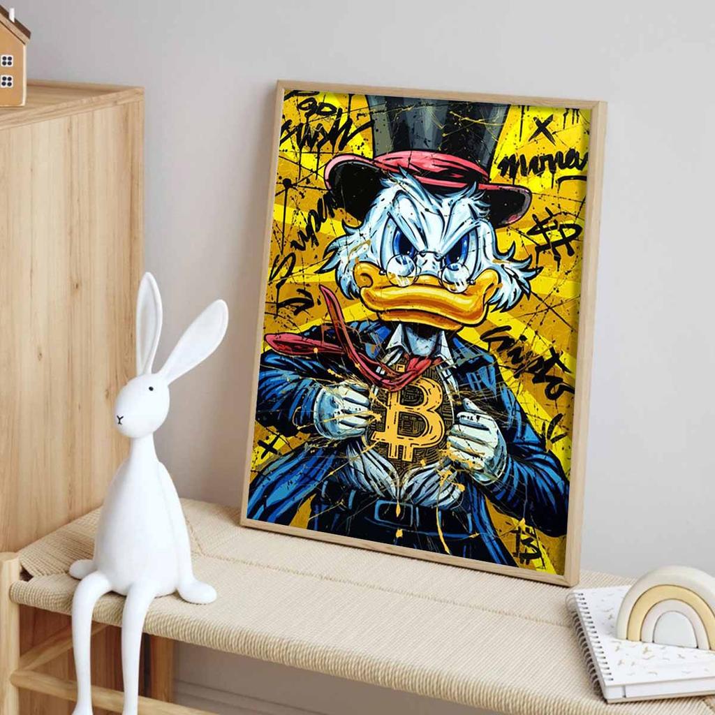 5D DIY Diamond Art Painting Kits for Adults, Rich Donald Duck Full Round Crystal Diamond Kits for Beginner for Home Wall Decorate