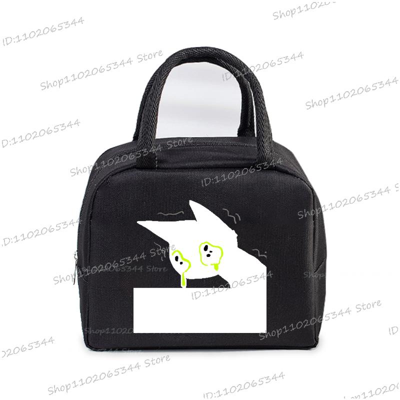 Anime Comic Cat Print Lunch Bag Women And Kids Funny Kitten Graphics Bento Thermal Handbags Thickened Insulation Lunch Box Bag