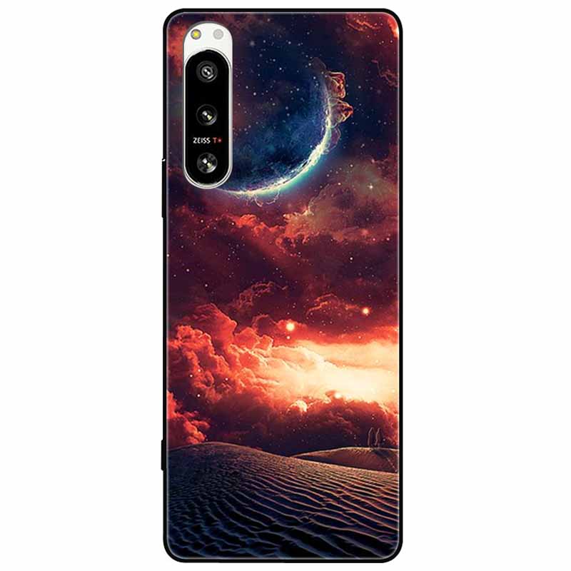 For Sony Xperia 5 IV / 10 IV Case 10IV Soft Black Silicone Forest Painted Phone Back Covers For Sony Xperia 1 IV Case TPU Coque