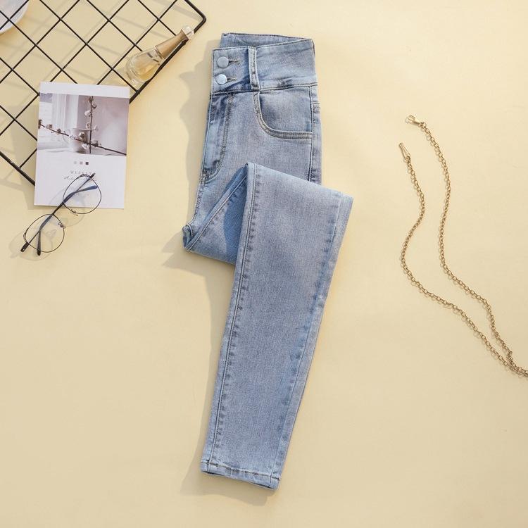 Stretch Jeans s dvojitým zapínáním na malé nohy Slim Slim Pencil Kalhoty