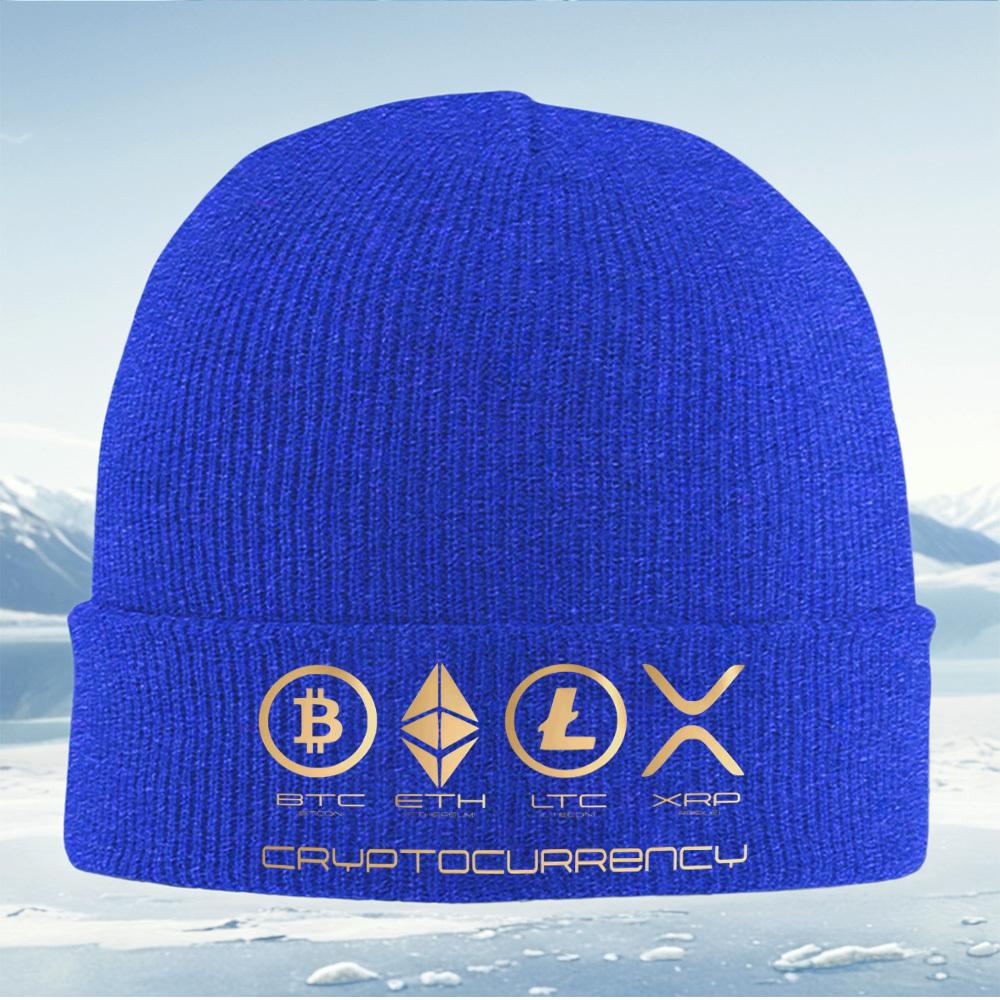 Crypto Coins Symbols BTCETHLTCXRP Men Women Unisex Knitted Hat Beanie Pullover Cap Winter Thermal Warm Christmas Outdoor Cyc