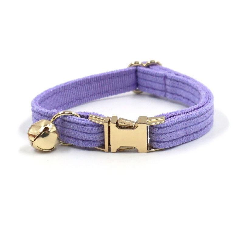 Chic Multi-color Corduroy Cat Collar with Engravable Zinc Alloy Buckle