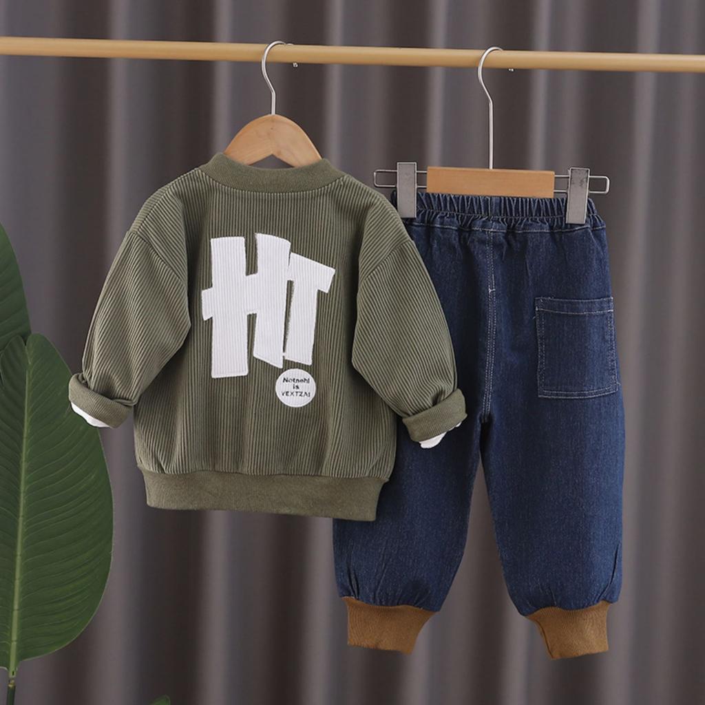 Kids Casual Long-Sleeve Set, Comfortable Daily Wear Outfits