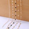 50cm Brass Copper Chain with Gold Plated Pearl Beads Charms for DIY Jewelry