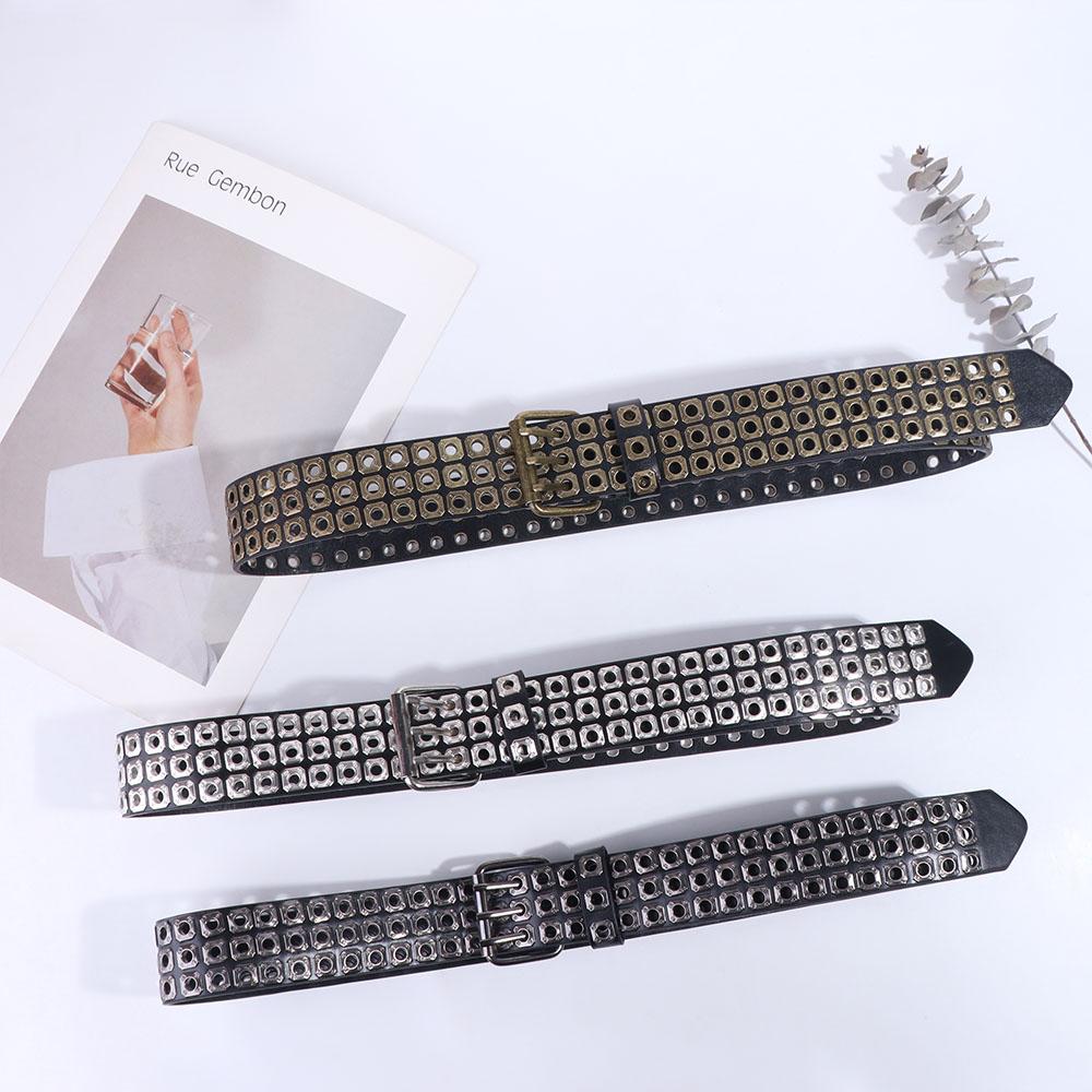 Belt Accessories Punk Style Rivet Belt Zinc Zinc Alloy Pin Buckle Wide Belt for Girdles Female Men