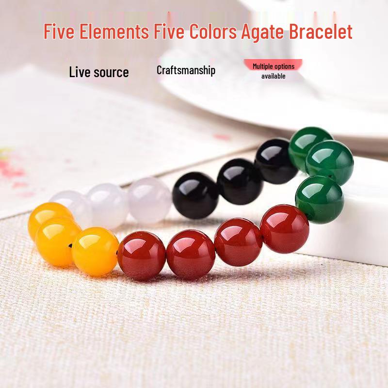 Five Elements Agate & Multi-Treasure Chalcedony Bracelet - Couple Style, Fashionable Crystal Design, Trending.