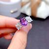 Imitation Amethyst Micro-Set Ring Female, Sunflower Small Daisy Two-Color Electroplated Light Luxury Colored Treasure Ring