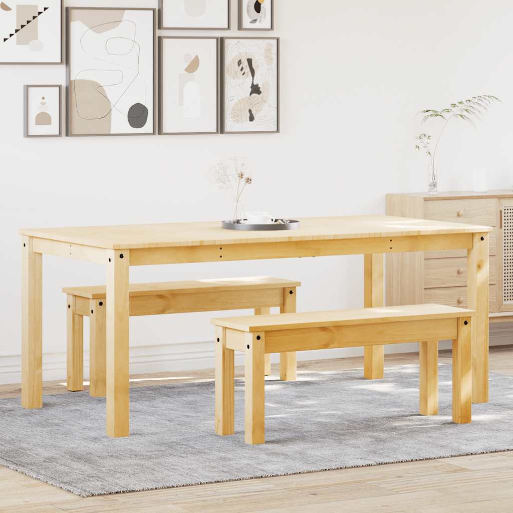 3 Piece Dining Set PANAMA Solid Pine Wood