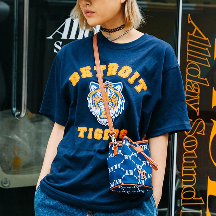 New MLB Drop Shoulder Sleeve T Shirt Unisex Marine Blue 3ATSC2023-46NYS