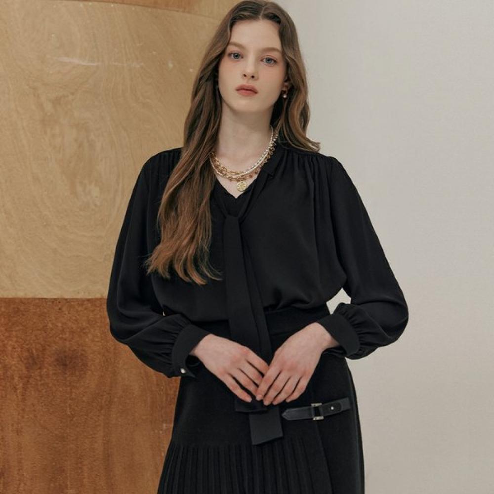 Maxza Ribbon Tie Shirring Chiffon Blouse Zd03qb600on