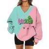 Women's Loose And Comfortable V-neck Sportswear Long-sleeved Sweatshirt Daily Matching Clothes