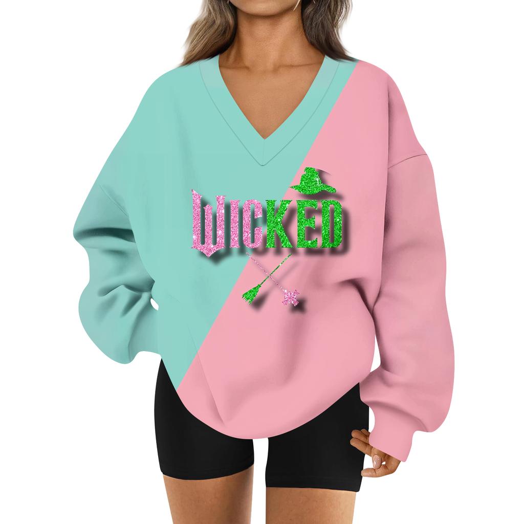 Women's Loose And Comfortable V-neck Sportswear Long-sleeved Sweatshirt Daily Matching Clothes