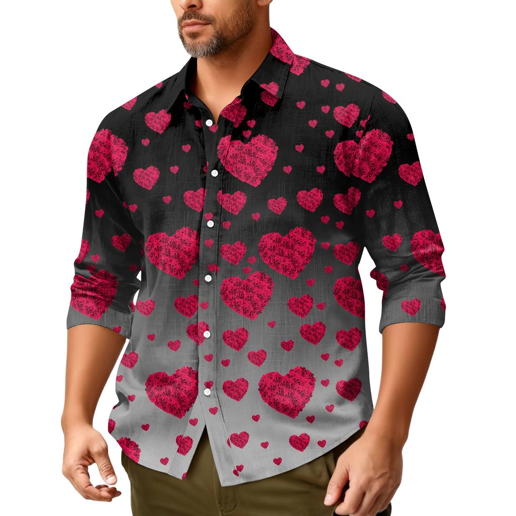 Men'S Casual Loose Fitting Long Sleeved Shirt Fashionable Lapel Shirt Top