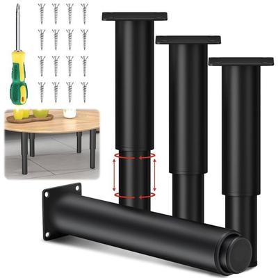 Pieds De Table - AIMOONSA - Génériques - Métal 25-45 Cm - Lot De 4 Avec Fixations - Noir