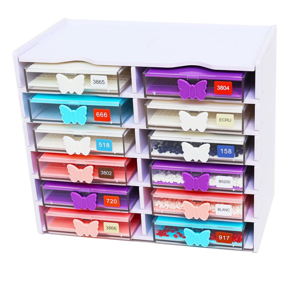 12 Grids Drawer Diamonds Painting Art Tool Tray With Rack DIY Mosaic Diamond Embroidery Tary 5D Handmade Handicrafts Tool Access