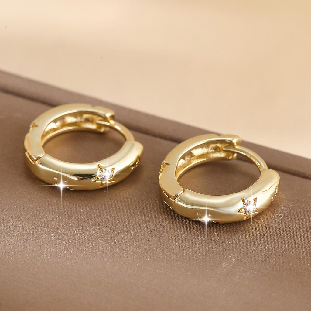 New 925 Silver Shining Zircon Earrings Women's Circle Spiral Star Shaped Earrings Elegant Jewelry Birthday Party Gifts