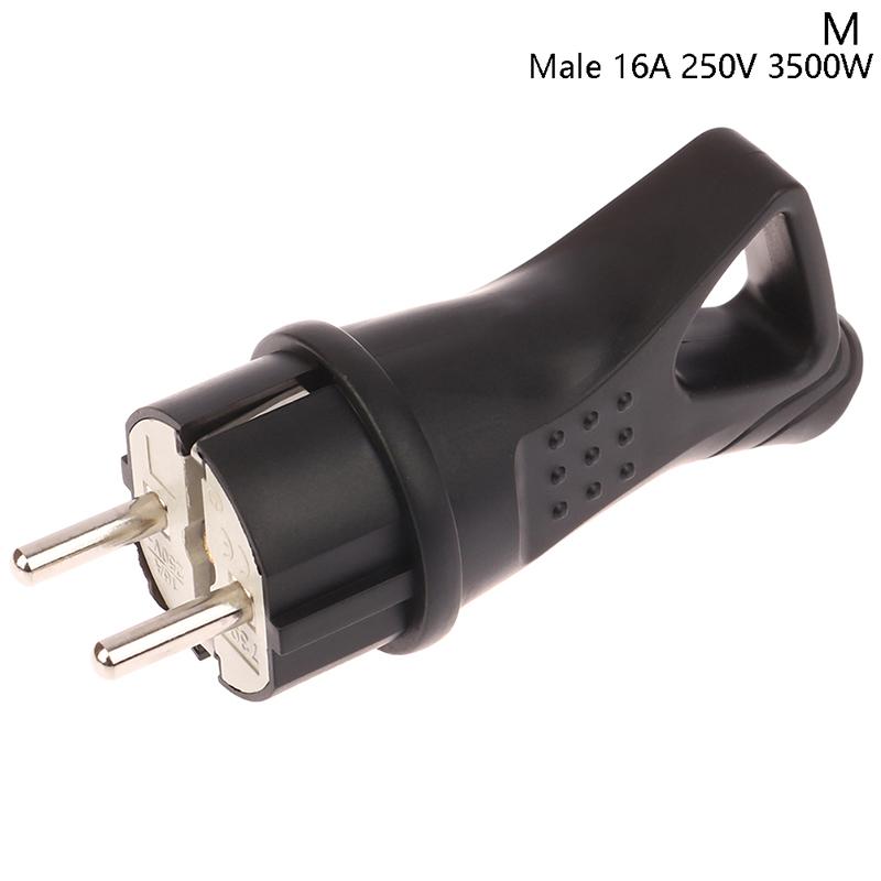 

Eu Rubber Waterproof Socket Plug Electrial Grounded European Connector With Cover Ip54 For Diy Power Cable Cord 16A 250V male