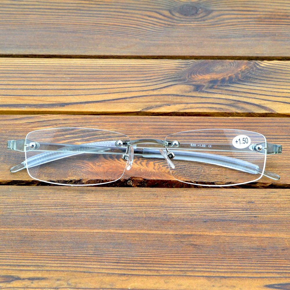 Rechteckiger Transparenter Rahmen Randlos Leichte Brille Mehrfach beschichtete Anti-Ermüdungsgläser Mode Lesebrille +0.75 Bis +4