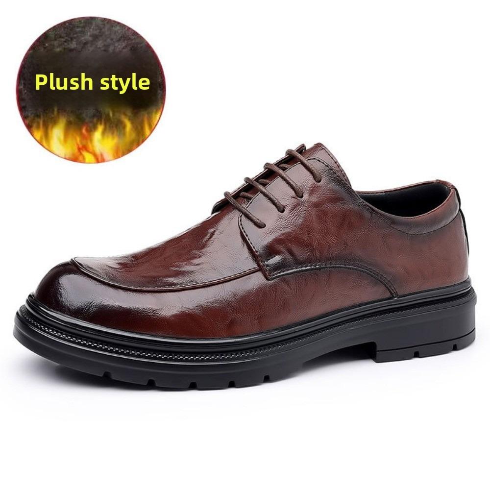 

Мужские кожаные туфли Зимние теплые на подкладке Британские деловые формальные Ручной выделки Свадебные туфли 46