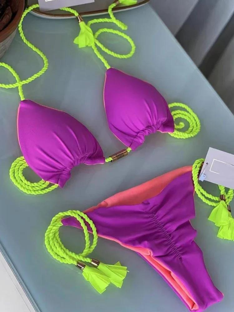 Swimwear Beach Vacation Outfits Thong Bikini Set Swimsuits Sexy Girl Bikinis Triangle Bandage Female Clothing Beachwear 2025