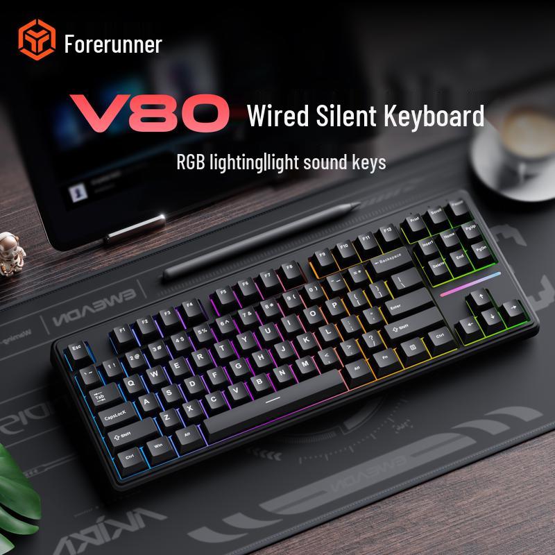

EWEADN V80 Wired 87-Key RGB Mechanical Feel Keyboard